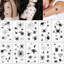 Halloween Black Spider Tattoos, Temporary Body Tattoos, Day of the Dead Makeup Stickers for Men Women Kid Carnival Masquerade Bachelorette Party Fright Night