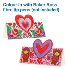 Baker Ross FX954 Hearts Colour In Cards - Pack of 10, Valentines Craft Kits for Kids