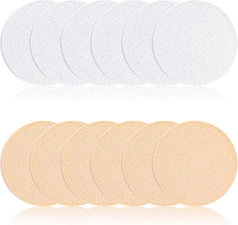 12 Pcs Face Paint Sponges,Round Makeup Sponge One Size Adult Unisex Foam Marshmallow Hair Sponge Make Up Sponges-6 Pcs White and 6 Pcs Skin Colour Real Techniques Sponge