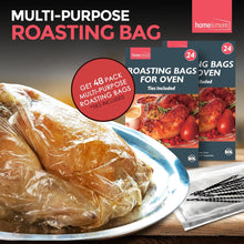 SOL 48pk Roasting Bags for Oven Ties Included - 38x25cm Multi-Purpose Cooking Bags for Chicken, Turkey, Meat & Fish - Oven-Safe Turkey Roasting Bags