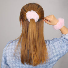 KINBOM 2Pcs Plush Faux Rabbit Fur Hair Ties, Fluffy Elastic Hair Scrunchies Ponytail Scrunchies Hair Accessories(Light Pink)