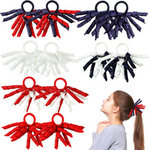 12Pack Curly School Bobbles for Girls,Spiral Streamer Hair Ties Ribbon Hair Bands for Girls School Ponytail Holder Bobbles Red White Blue British Flag Hair Bands