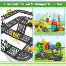Magnetic Tiles Road Set, Magnet Tiles for Kids Ages 3-5 4-8 5-7, Magnetic Building Blocks Montessori Educational STEM Creativity Toys 3+ Year Old Boys & Girls Toddlers Kids Christmas Birthday Gifts