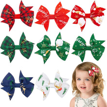 8pcs Christmas Bow Hair Clips, Christmas Hair Barrettes Bow Hair Clip for Girls Children Christmas Party Festival