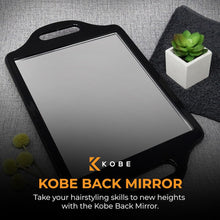 Kobe Regent Street - Professional Hairdresser's Two-Handled Salon Back held Mirror, ideal for home or salon use, lightweight and easy to hold and store, Ideal hand held mirror.