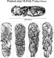 Konsait 16 Sheets Large Full Arm Temporary Tattoo Sleeve Tattoos Fake Body Art Lion Tiger Wolf Rose Pumpkin Skull Arm Chest Shoulder Tattoo Black tattoo Stickers for Man Women Adults