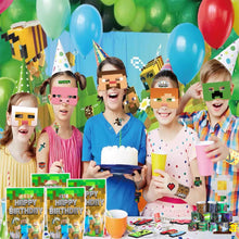 Fzyisw 82Pcs Miner Gaming Party Bag Fillers 10 Gaming Keychain + 12 Gaming Bracelet + 50 Gaming Stickers + 10 Gaming Party Bags, Miner Party Supplies Goodie Bag Fillers for Kids Boys