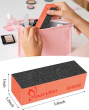 Maryton Nail Sanding Buffing Block Nail Polisher Buffer File 80/80 Grit for Acrylic Nails Kit Manicure Tool 10 PCS (Black Orange)