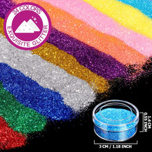 24 Pots Fine Nail Glitter, FANDAMEI Cosmetic Glitter for Face, Eye, Lips, Body, Hair, Make Up, Nail Art, Arts & Crafts Glitter, Crafting, Card Making, Scrapbooking, Extra Fine Glitter