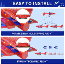 Doloowee 3 Pack Airplane Launcher Toys, 12.6 Inch LED Foam Glider Airplane Catapult, 2 Flight Modes, Outdoor Sports Flying Toys 4 5 6 7 8 9 10 11 12 Years Old Boys Girls Birthday Gifts (Blue)