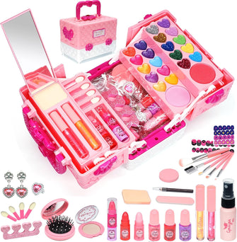Kids Makeup Sets for Girls - 54 PCS Girls Toys, Washable Makeup for Children, Girls Make Up Set 4-12, Play Make Up for Kids Little Girls Princess, Birthday for girls (Pink)