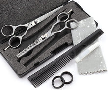 Haryali London Professional Hairdressing Barber Scissors Set Thinning Texturing Hairdresser Hair Cutting Shears with Adjustable Screw, Comb, Oil Bottle and Cloth Comes in Black Box