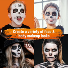 Halloween Cosplay SFX Makeup Black + White Face Body Paint Skeleton Ghost Joker Clown Skull Corpse Cosplay Costume Accessories Special Effects Makeup Kit Full Coverage Skin Paints for Adults