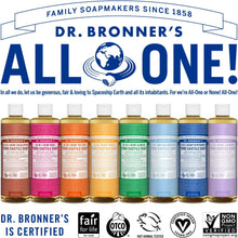 Dr Bronner Rose All-One Magic Soap, Non-GMO, Fair Trade Certified, Made With Organic Oils. Floral & Fresh Scent, Concentrated Liquid Soap, Suitable For Face, Body, Hair, Clothes, 100% Vegan, 945ml