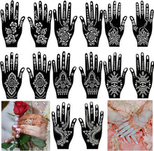 14 Pieces Hand Shape Temporary Tattoo Stencil kit, Indian Arabian Self Adhesive Reusable Glitter Tattoo Templates Tattoo Sticker for Women Girls