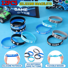 Gaming Party Bag Fillers Video Game Party Favours Black Party Bags Keychain Luminous Tattoo Sticker Silicone Bracelet Stamps Gamer Birthday Party Supplies Pinata Goodie Bag Fillers for Kids Boys