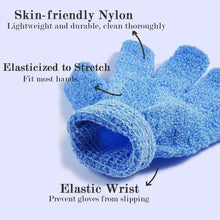 Exfoliating Glove Reusable Blue Exfoliating Mitt Body Exfoliator Scrubber for Bath Shower Dead Skin Cell Remover Bathing Accessories (2pc)