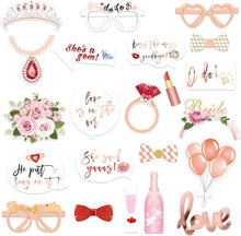 Konsait 23Pcs Hen Party Photo Booth Props Team Bride Selfie Props Rose Gold Wedding Bridal Shower Hen Night Do Party Game Accessories