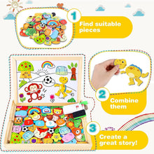 Jojoin Wooden Magnetic Puzzle, 110 PCS Magnetic Board Puzzle Games, Sports Theme Animal Pattern, Double Sided Jigsaw, Drawing Easel Blackboard Educational Wood Toys Gift for Boys Girls Kids 3+