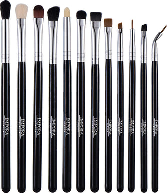 Eye Makeup Brush Set by Impora London. Includes - Eyeshadow Brushes, Blending Brush, Crease Brush, Eyeliner Brush & more [12 Brushes].