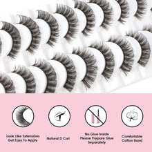 Glowingwin Cat Eyelashes Volume 3D Hybrid Natural Look Fake Russian Strip Lashes 10 Pairs Dramatic Fluffy Handmade Reusable D Curl False Eyelashes