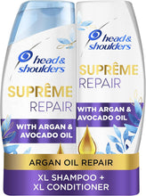 Head & Shoulders Supreme Repair Anti-Dandruff Shampoo 590 ml and Hair Conditioner 400 ml Set For Dry Damaged Hair, Dandruff Scalp Treatment With Argan & Avocado Oil, Pack of 2