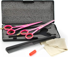 Haryali Left Handed Pink Professional 6 Inch Hairdressing Thinning Barber Scissors Set Hair Cutting Hairdresser Shears Comes in Black Case