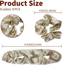 8 Pcs Silk Hair Scrunchies, Women Silk Hair Scrunchies for Frizz Prevention, Silk Satin Hair Scrunchies Elastic Hair Bands Ponytail Holders Soft Hair Ties Ropes for Girls Ladies