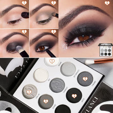 DELANCI PANDA Black Smokey Eyeshadow Palette Makeup,9 Colors Black Silver Gray White Eyeshadow Makeup Palette,HighlyPigmented Gothic Makeup Matte Glitter Eyeshadow Palette for Girls and Women