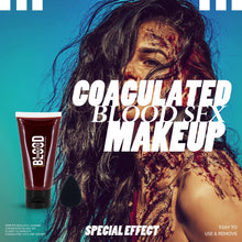 immetee SFX Fake Blood Gel with Stipple Sponge, Halloween Coagulated Stage Blood Specail Effects Makeup Face Body Paint. 55g