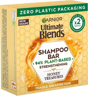 Garnier Ultimate Blends Honey Treasures Strengthening Shampoo Bar for Damaged Hair, Clear, 60 g (Pack of 1)