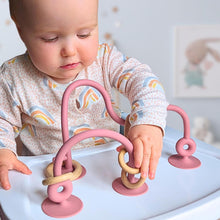 Infatot Teething Suction Toy - Baby Teether & Sensory Toy 6M+ - Wood & Silicone Baby Toys - Baby High Chair Toys, Wooden Baby Toys for Early Development, Baby Gifts for Boys & Girls, Newborns - Olive