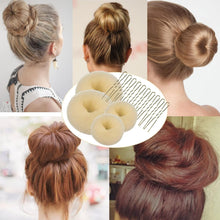 Hair Donut Blonde  Donut for Hair  4Pcs Donut Bun Makers Hair Donut Bun Ring Style Bun Maker Set with 10Pcs Hair Pins Blonde  Blonde Doughnut Bun Hair Accessories for Girls Kids (Blonde)