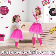 80s Costume Accessories Set for Girls, 1980s Fancy Dress Neon Party Outfit with Tutu Skirt Fishnet Gloves Leg Warmers Earrings Bracelets Necklaces Glasses for 80s 90s Halloween Disco Party Cosplay