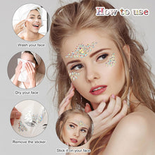 Grevosea 3 Sets Face Gems Mermaid Face Jewels Stick on Halloween Face Rhinestones Crystals Face Stickers Eyes Face Body Temporary Tattoos Decorations for Festival Rave Party