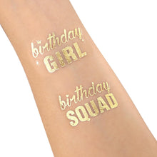 Howaf Temporary Tattoos for Adult Women Kids Birthday Party Decorations, Birthday Girl, Birthday SQUAD, Cheers (2 sheets) Birthday Party Supplies Favors