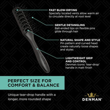 Jack Dean by Denman D200 Flexible Vent Brush for Blow Drying - Styling Hair Brush for Wet Dry Curly Thick Straight Hair - For Women and Men (Black)