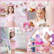 KufaerBeam First Birthday Crown Hat and Birthday Flag for Baby Girls, 1st Birthday Crown Hat Decorations with Cute Floral, Headband Gift Photo Prop 1st Birthday Party Supplies for Baby