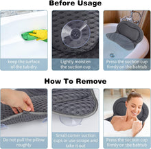 Gukasxi Mesh Bath Pillow with 8pcs Suction for Head and Neck, Helps Support Head, Bath Cushion Ergonomic Headrest, Bathing Accessories, for All Bathtub and Home Spa, Grey