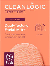 Cleanlogic Bath and Body Exfoliating Dual Texture Facial Mitts, Exfoliating Face Mitts fo Remove Makeup, Helps Soften Skin, Reusable Double Sided Face Exfoliator Mitts, For Sensitive Skin, Pack of 3