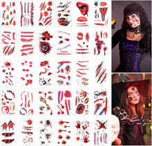 30 Sheets Halloween Tattoo Stickers Temporary Tattoos, Zombie Makeup Fake Tattoo Stickers for Women Men Halloween Party Clown Horror Makeup Stickers