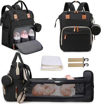 Fexkean Baby Diaper Backpack,Mummy Shoulder Bag for Travel Shopping Camping with Bed Unisex for Boys & Girls