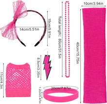 Heyu-Lotus 80s Fancy Dress Costumes Accessories for Women,Leg Warmers Fishnet Gloves Bow Headband Wristbands Bracelet Earrings Neon Set for 1980s Retro Theme Party