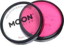 Pro Intense Neon UV Face & Body Paint Cake Pots by Moon Glow - Intense Pink - Professional Water Based Face Paint Makeup for Adults, Kids - 36g