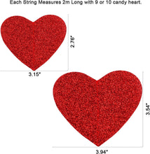 HOWAF Glitter Valentines Day Red Hearts Hanging String Decorations for Valentines Day Decoration, Anniversaries, Proposals, Wedding Backdrop Party Supplies Favors, 6 Strands