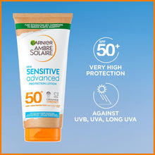 Garnier Ambre Solaire SPF 50+ Sensitive Advanced Sun Cream, For Sensitive Skin, Water Resistant & Non-Greasy Sunscreen, SPF 50 UVA & UVB Protection, Approved by Cruelty Free International, 175ml