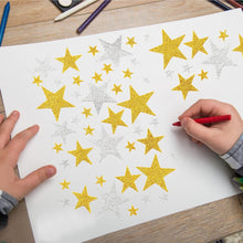 Aidi Star Stickers, 50PCS Gold & Silver Glitter Foam Self Adhesive Mini Teacher Reward Scrapbook Stars for Crafts Art Craft Classroom, AD-CX-JYWJXPMTZ01-GD50