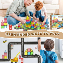 Magnetic Tiles Road Set Kids Toys, Magnetic City Construction Toys With Magnetic Crane for 3+ Year Old Boys Girls, Magnetic Blocks Building Toys STEM Toddlers Toys Magnetic Tiles for Kids Ages 3-5 4-8