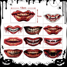 Halloween Temporary Face Tattoos - 2023 Upgraded 20 Sheets Realistic Waterproof Halloween Prank Mouth Tattoos and Fake Blood Vampire Makeup Tattoo Stickers for Halloween Party Cosplay Makeup Props