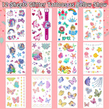 Leesgel Glitter Tattoos for Kids Girls, 160 Styles Glitter Tattoos for Kids Party Bag Fillers, Fake Transfer Tattoo Stickers for Boys Girls Gifts Games Toys Birthday Decorations Supplies, 12.0 count